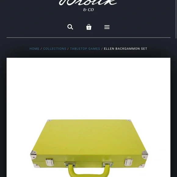 Ellen Backgammon Set Lime Vegan Leather Case Game By Brouk & Co 15x10.5” NEW - Picture 4 of 8